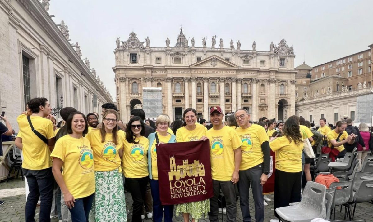 Graduate school students pose together in Rome. Courtesy of Emily Jendzejec.